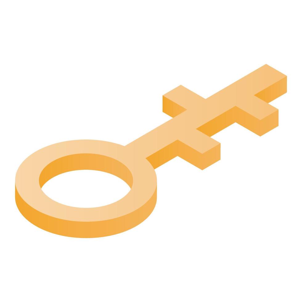 Gold key icon, isometric style vector