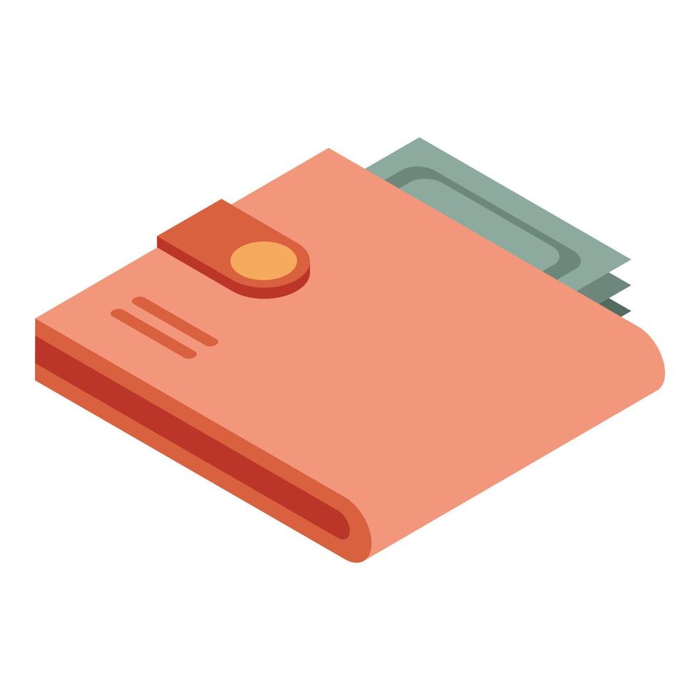 Red money wallet icon, isometric style vector