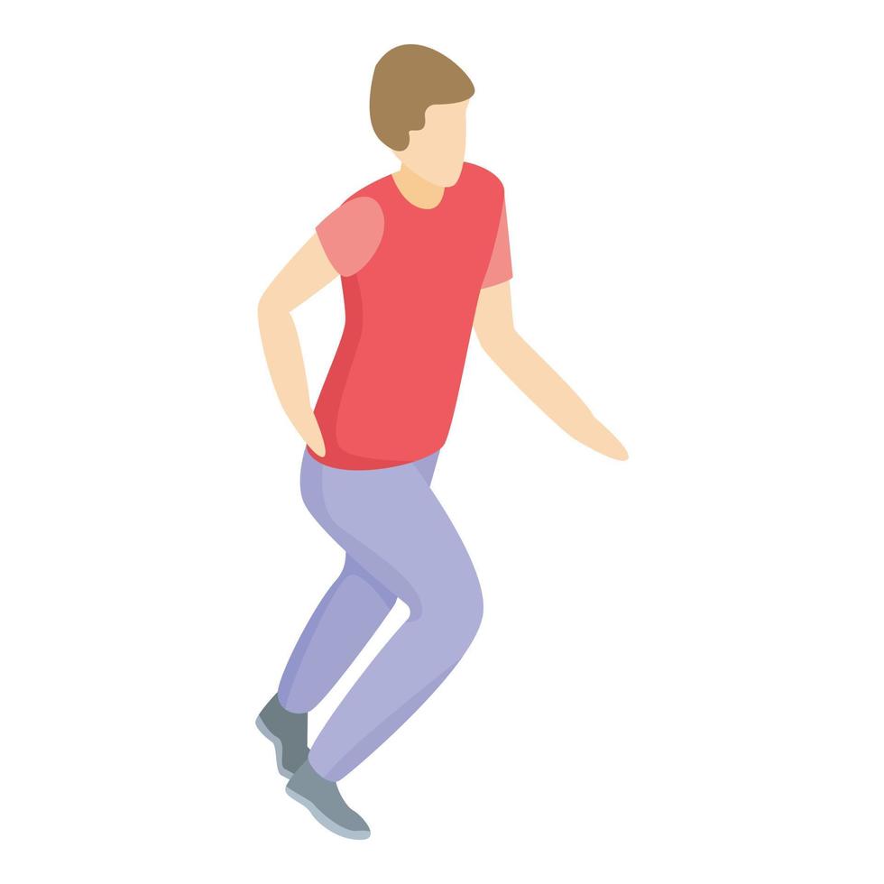 Boy running icon, isometric style vector