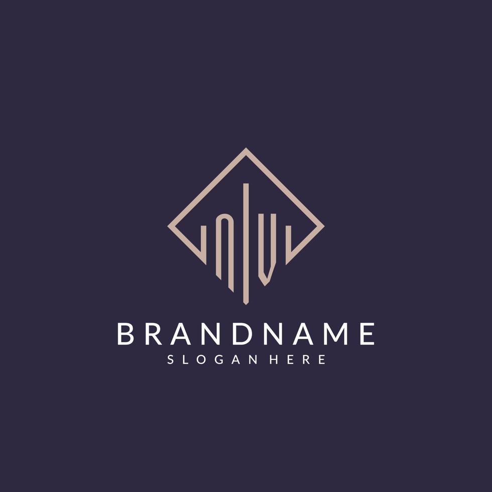NV initial monogram logo with rectangle style design vector