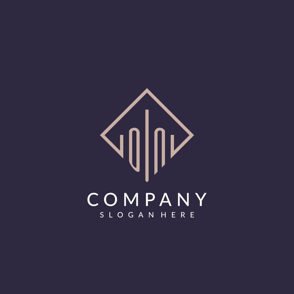 ON initial monogram logo with rectangle style design vector
