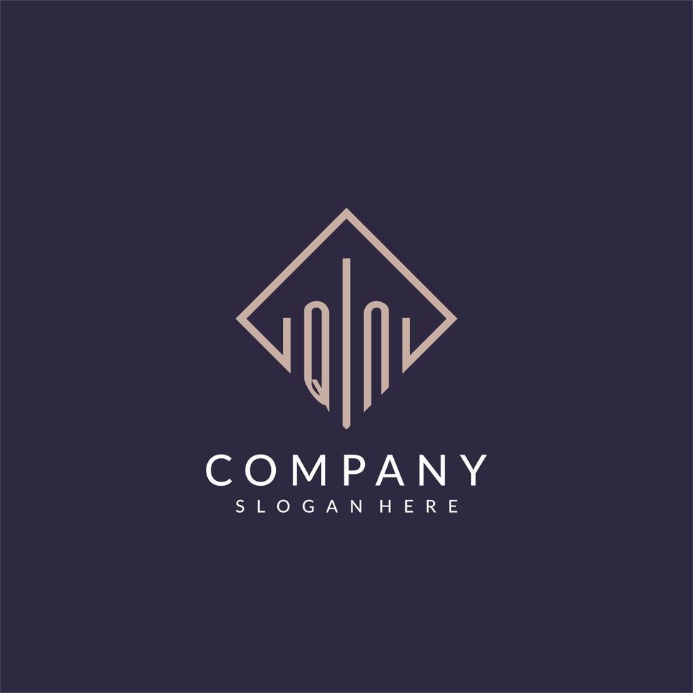 QN initial monogram logo with rectangle style design vector