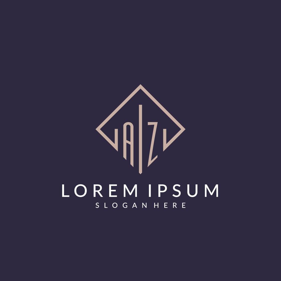 AZ initial monogram logo with rectangle style design vector