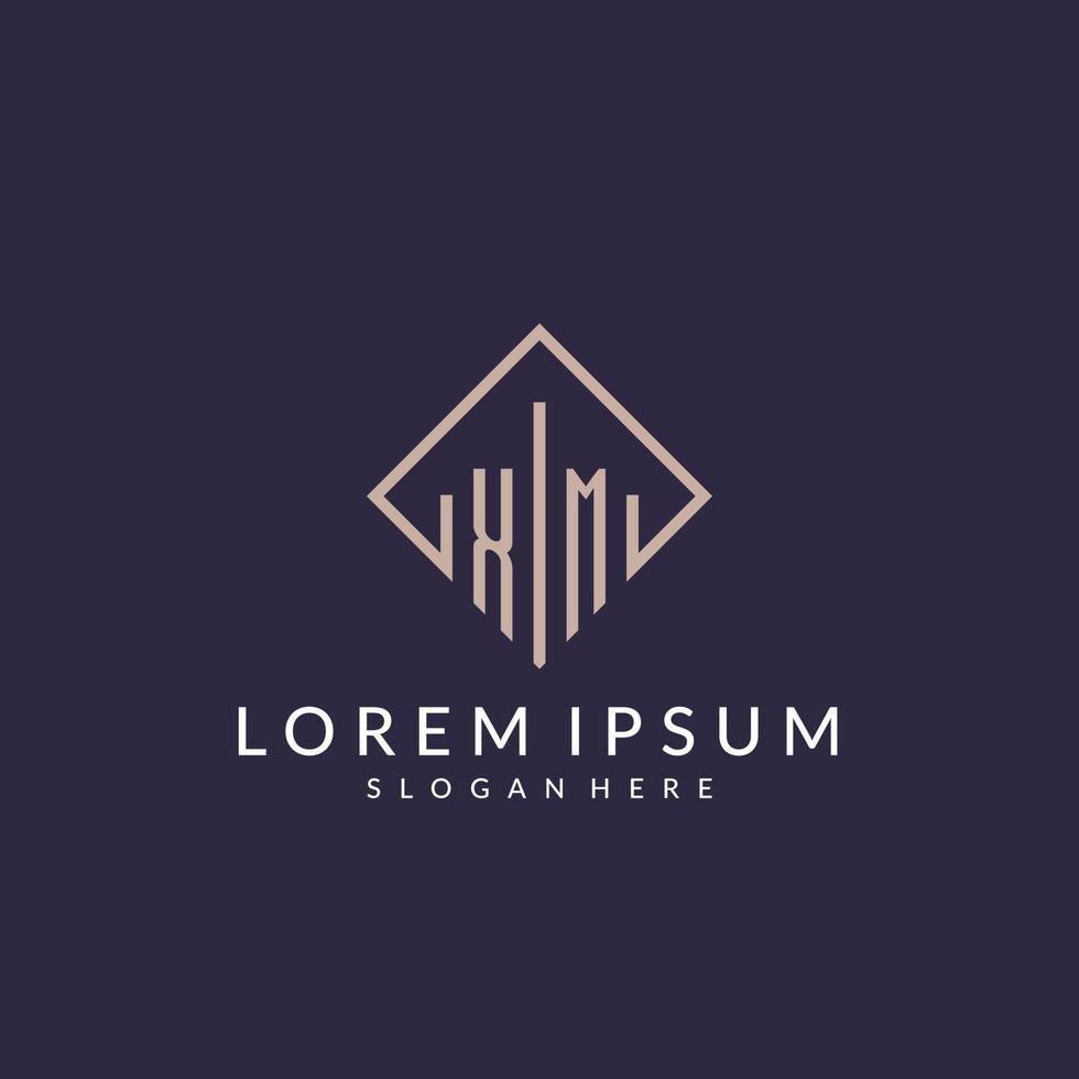 XM initial monogram logo with rectangle style design vector