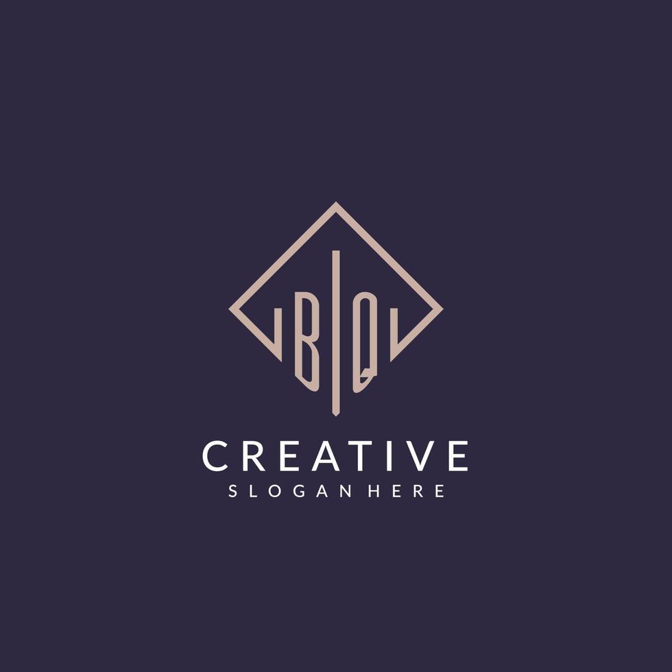 BQ initial monogram logo with rectangle style design vector