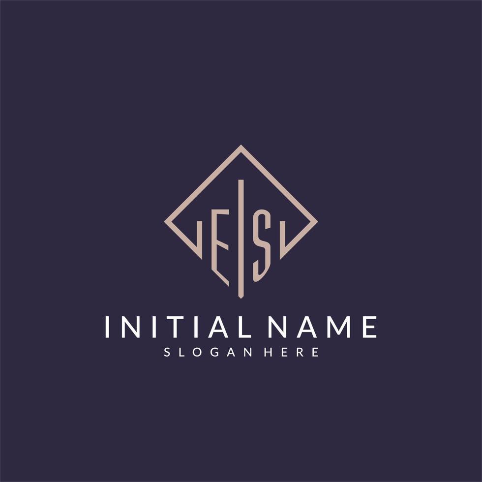 ES initial monogram logo with rectangle style design vector