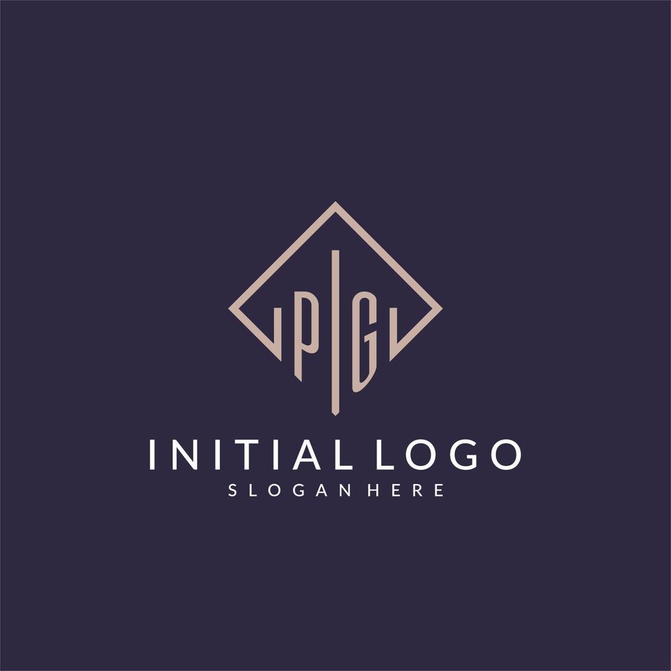 logotipo de monograma inicial pg con diseño de estilo rectangular vector