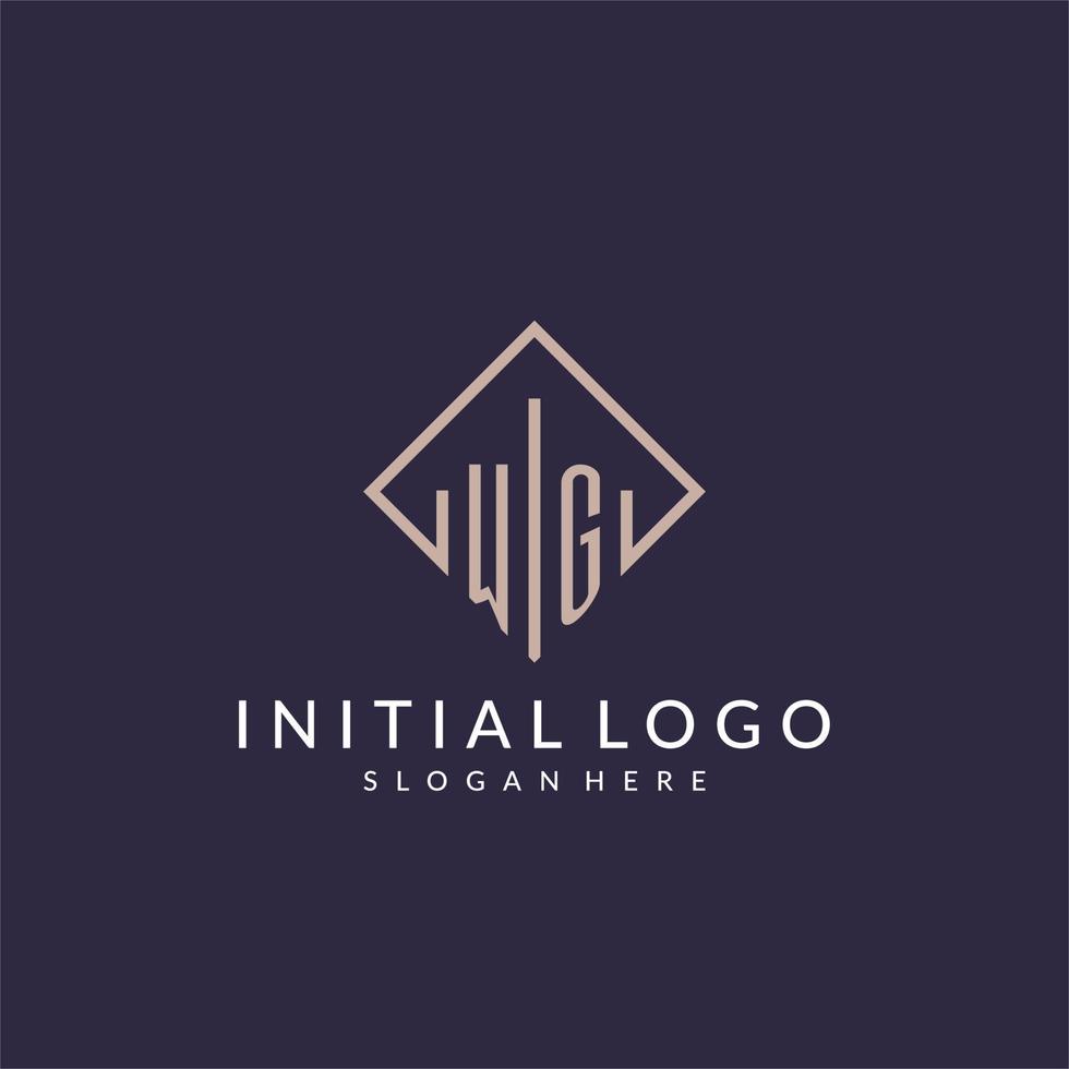 WG initial monogram logo with rectangle style design vector