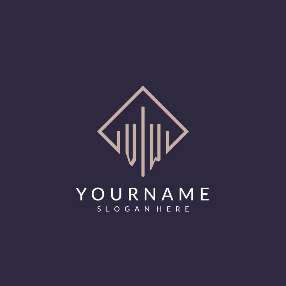 VW initial monogram logo with rectangle style design vector