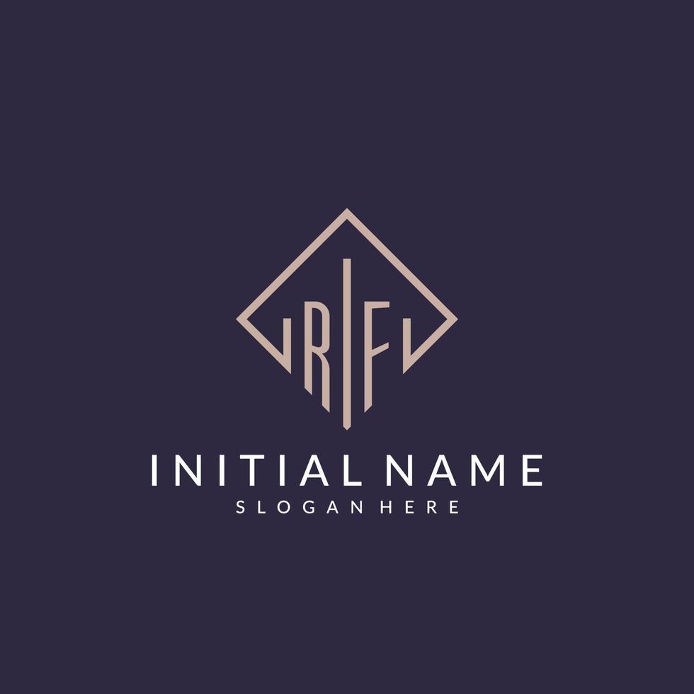 RF initial monogram logo with rectangle style design vector