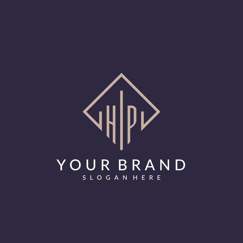 HP initial monogram logo with rectangle style design vector