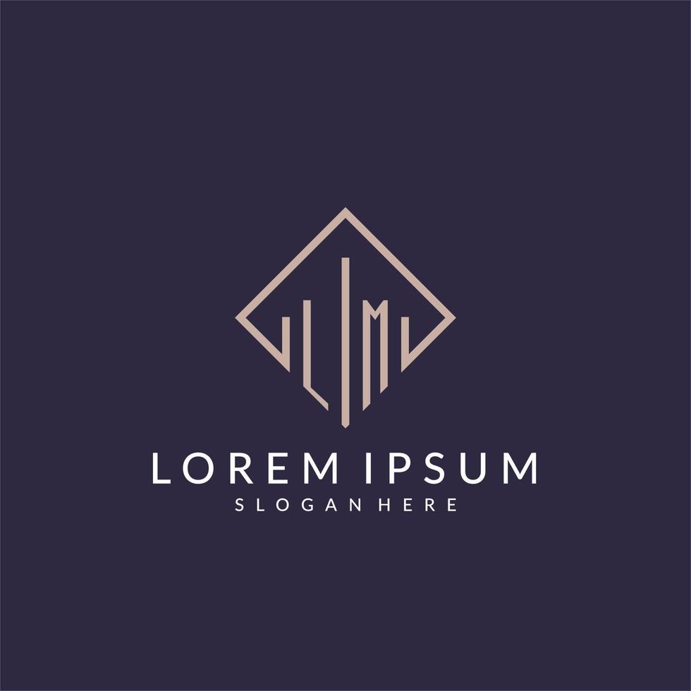 LM initial monogram logo with rectangle style design vector