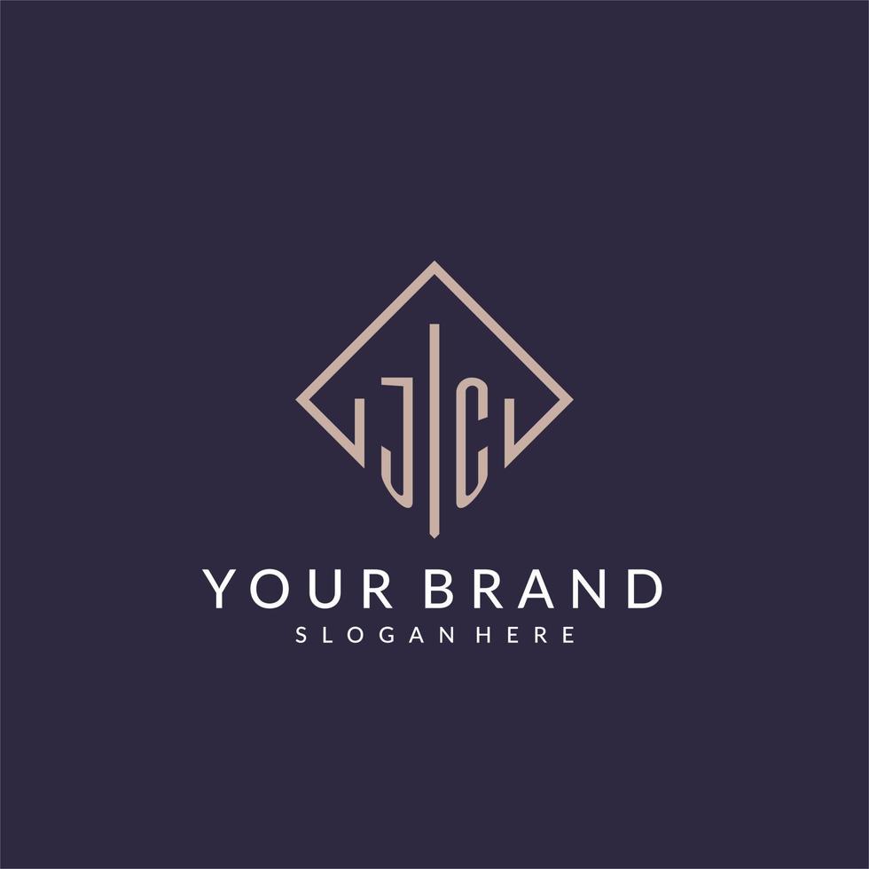 JC initial monogram logo with rectangle style design vector