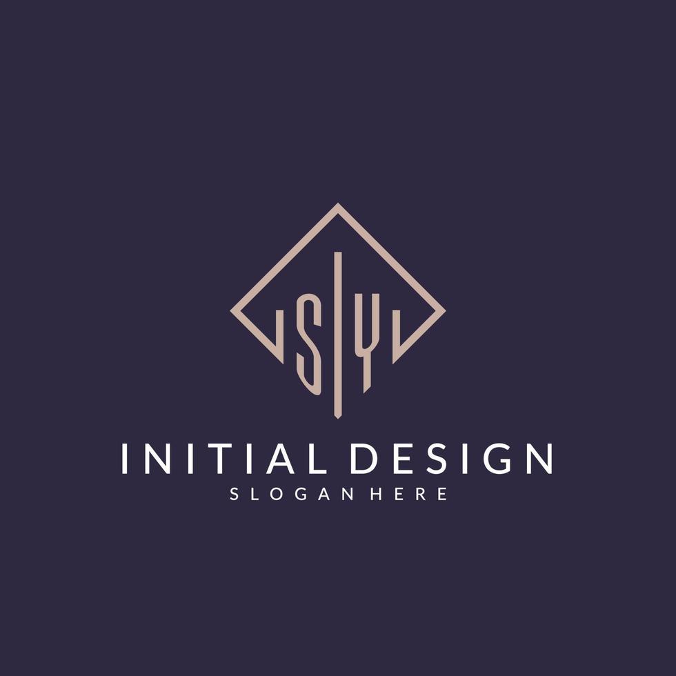 SY initial monogram logo with rectangle style design vector