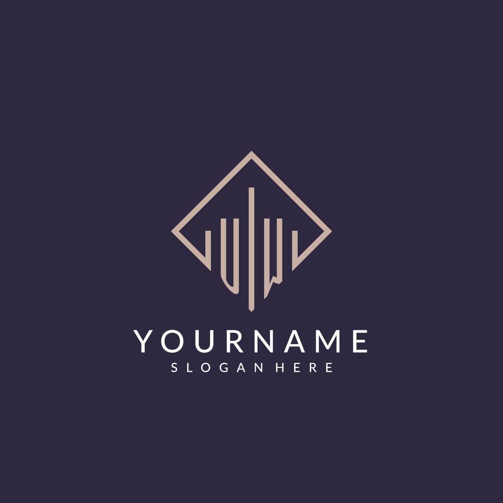 UW initial monogram logo with rectangle style design vector