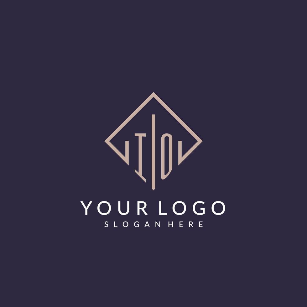 IO initial monogram logo with rectangle style design vector