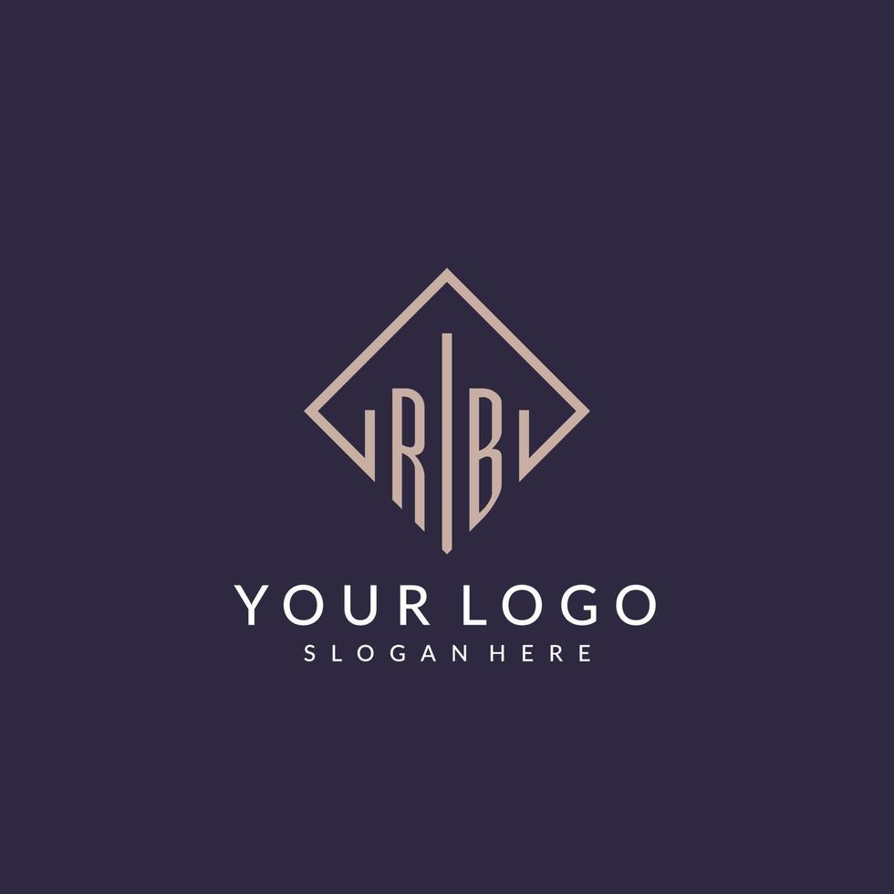 RB initial monogram logo with rectangle style design vector