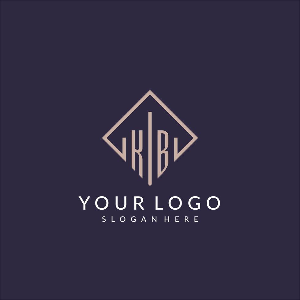 KB initial monogram logo with rectangle style design vector