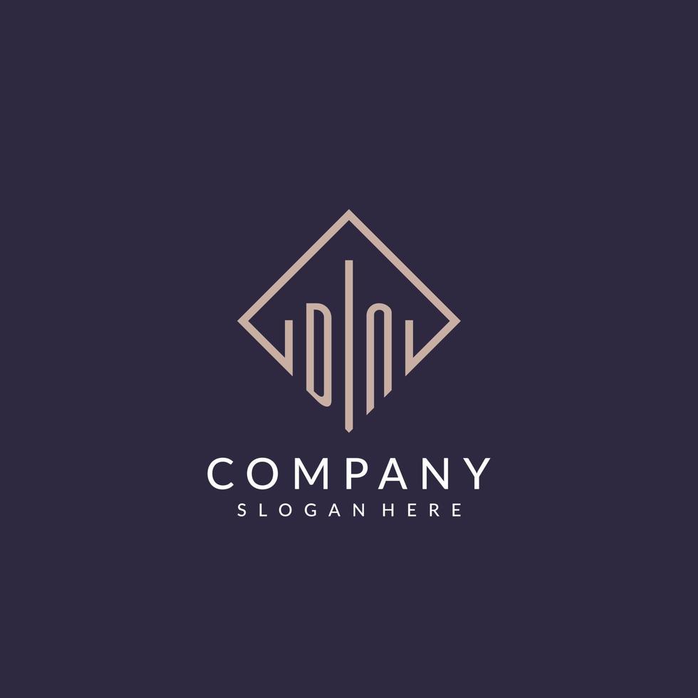 DN initial monogram logo with rectangle style design vector