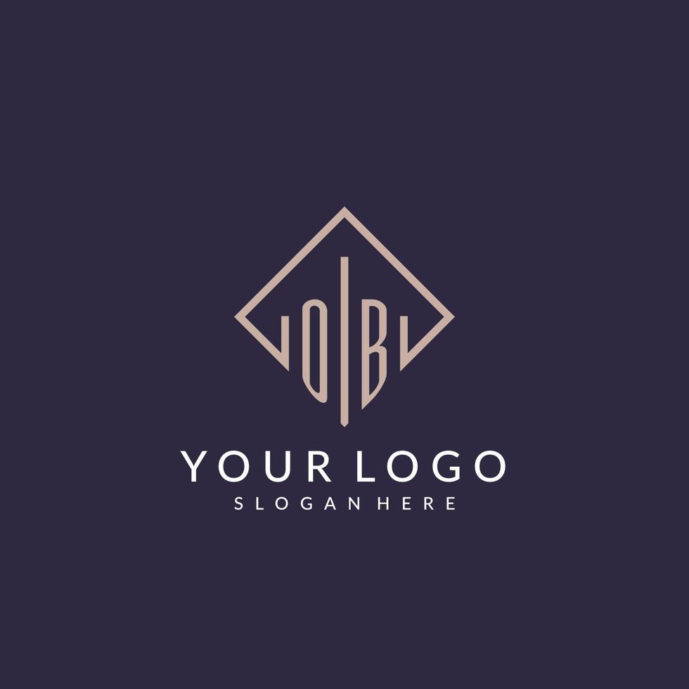 OB initial monogram logo with rectangle style design vector