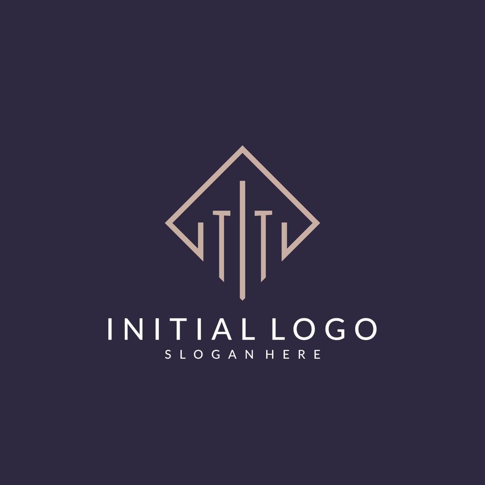 TT initial monogram logo with rectangle style design vector