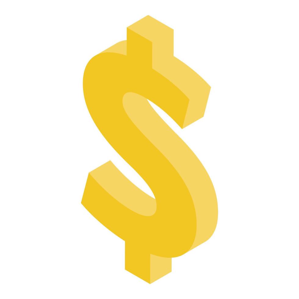 icono de signo de dólar de oro, estilo isométrico vector