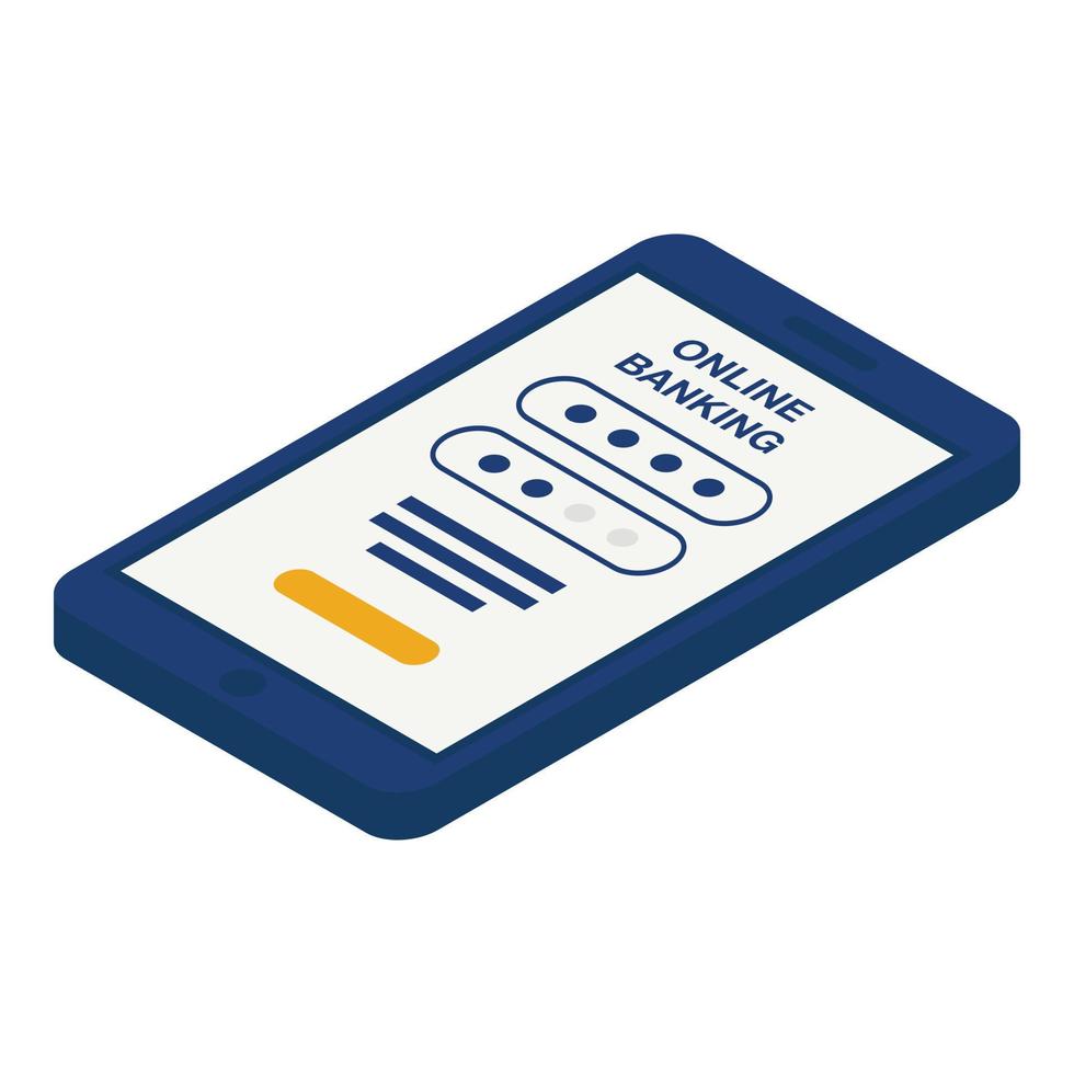 Smartphone online banking icon, isometric style vector