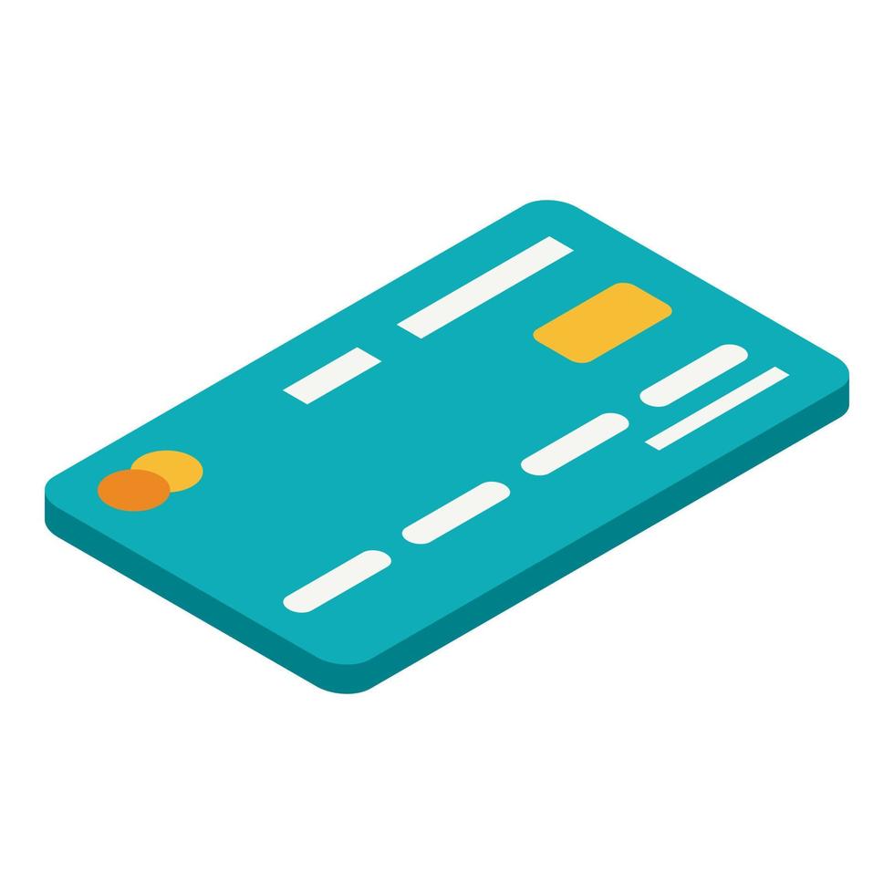 Green bank card icon, isometric style vector