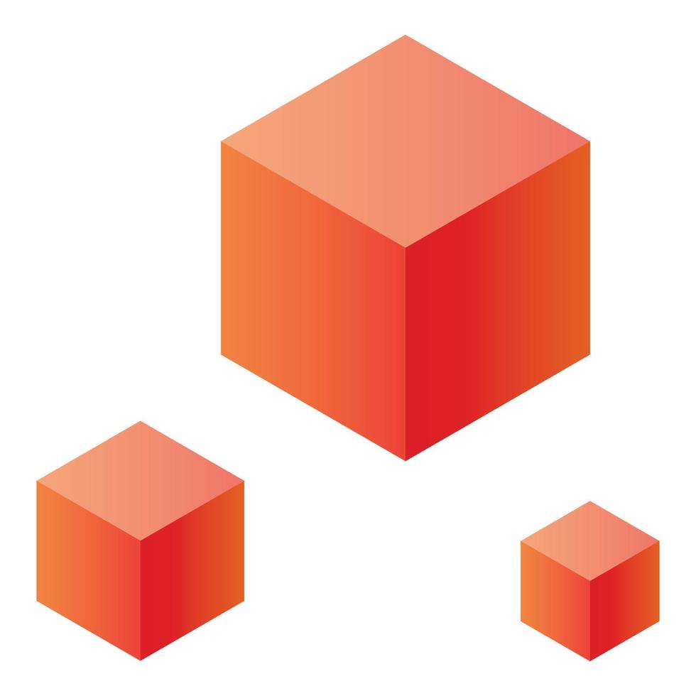 Red cubes icon, isometric style vector