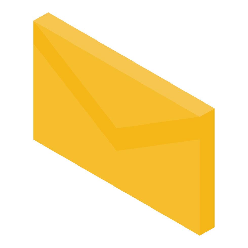 Yellow mail sign icon, isometric style vector
