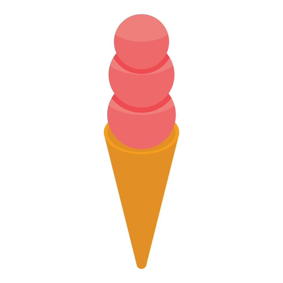 icono de cono de helado de frutas, estilo isométrico vector