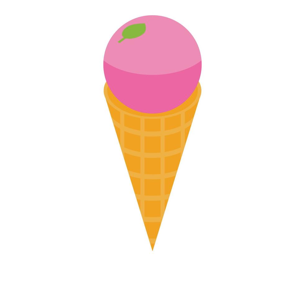Pink ice cream mint icon, isometric style vector