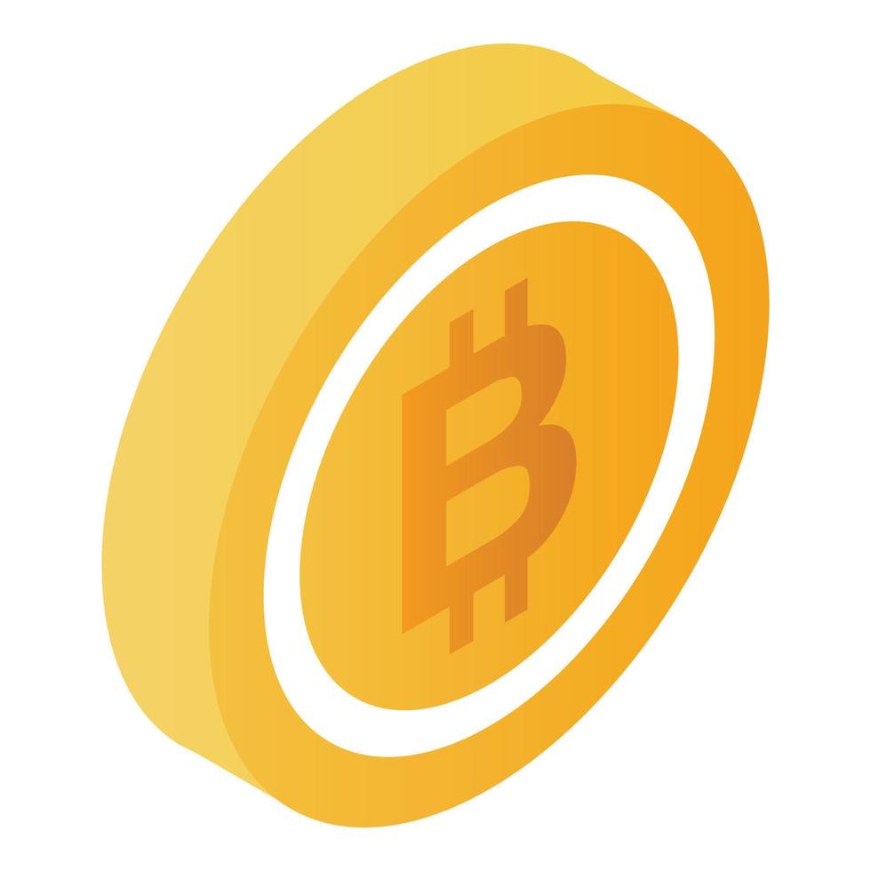 Bitcoin icon, isometric style vector