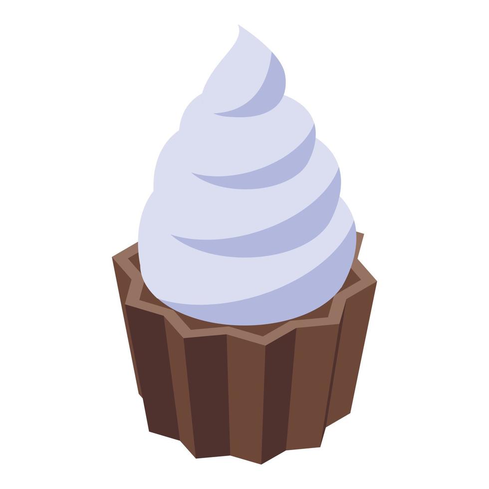 Cream cupcake icon, isometric style vector