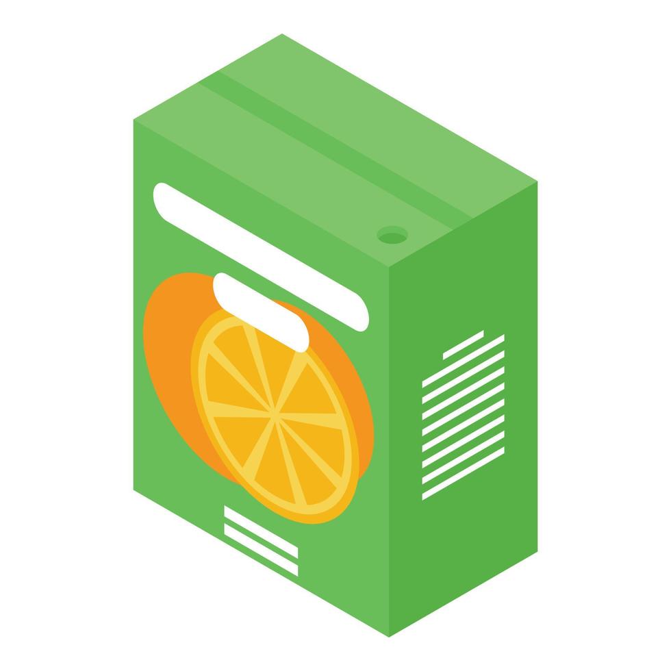 Orange juice package icon, isometric style vector