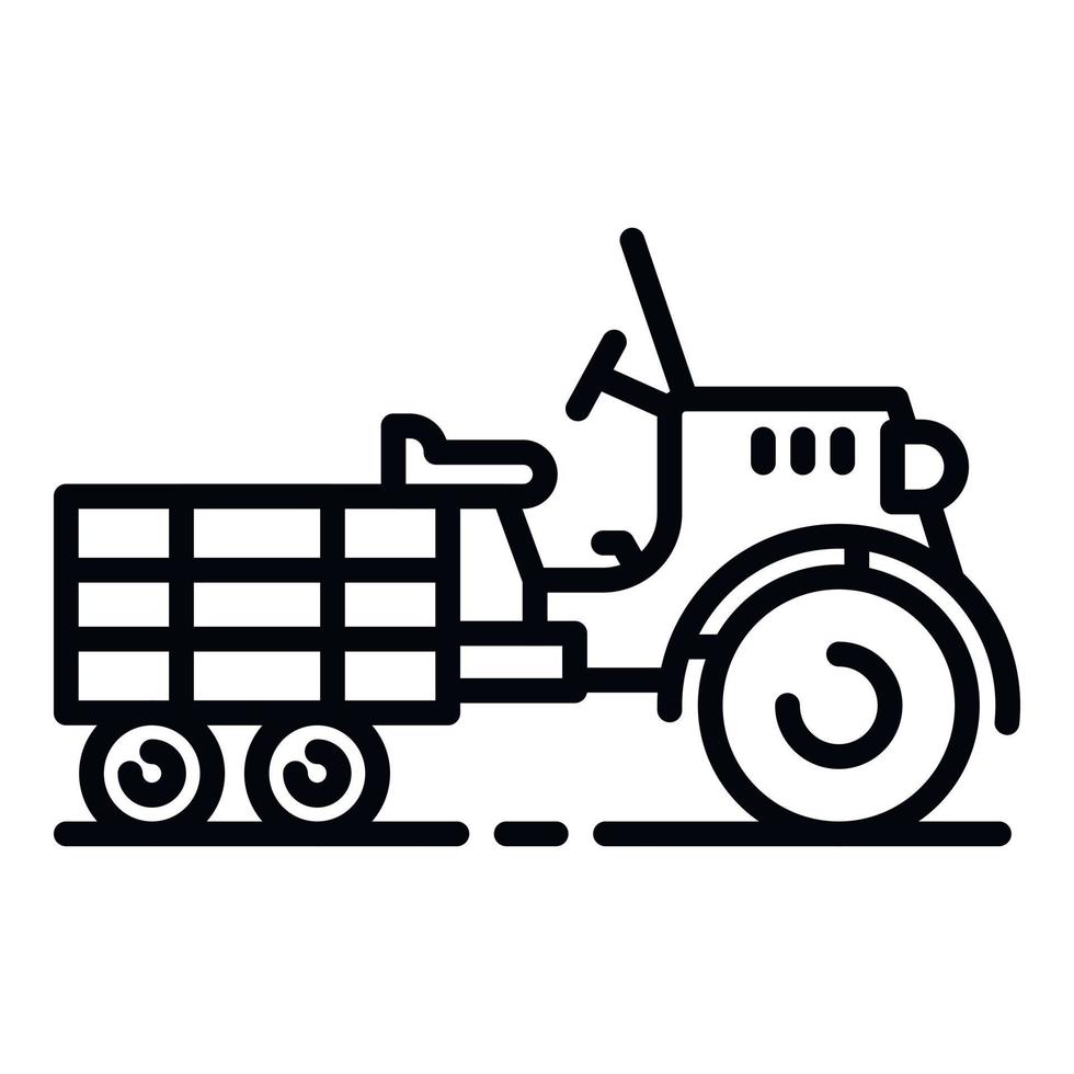 icono de tractor de empuje, estilo de esquema vector