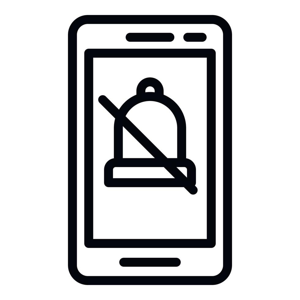 Crossed bell on smartphone icon, outline style vector