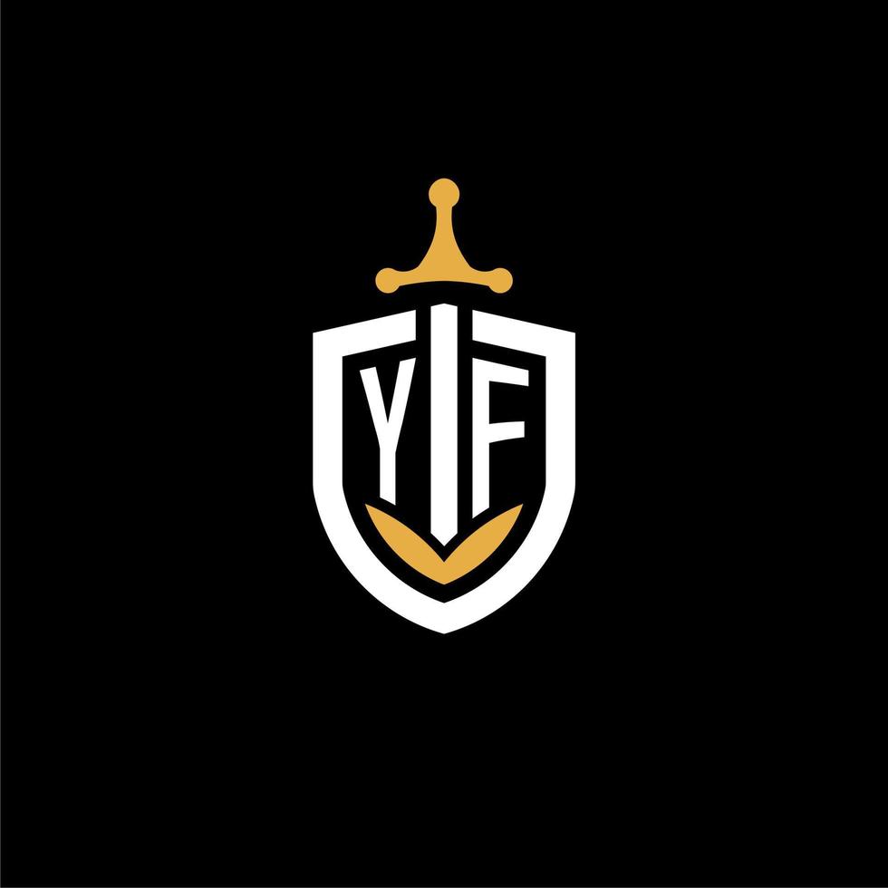 Creative letter yf logo gaming esport con ideas de diseño de escudo y espada vector