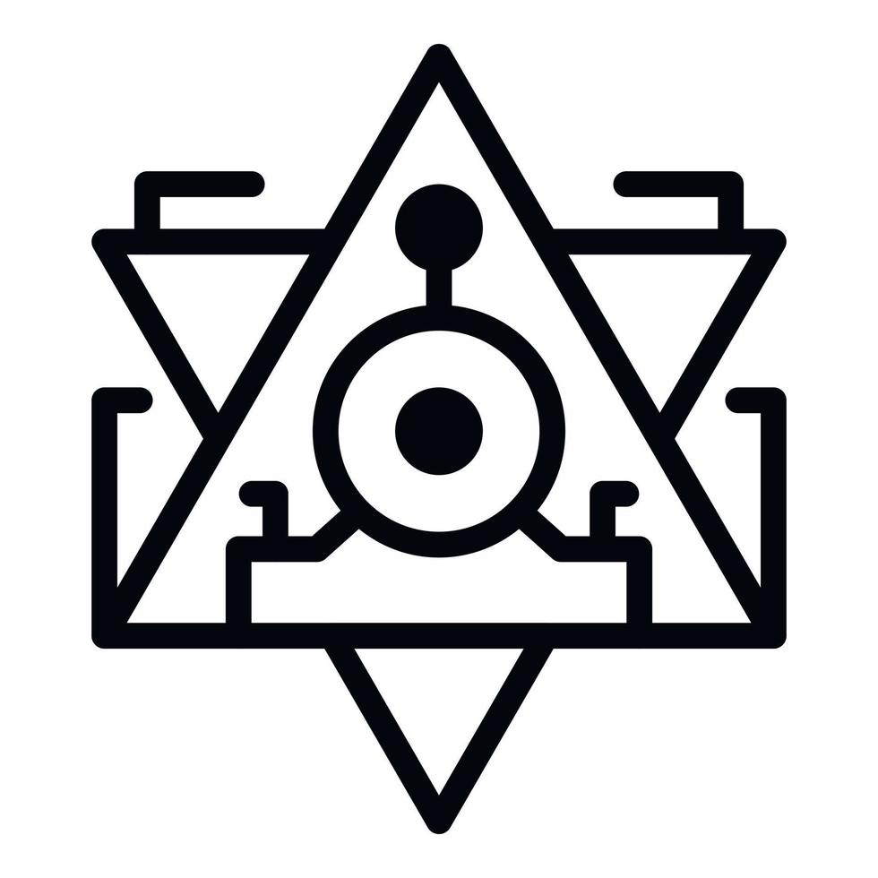 Pyramid alchemy icon, outline style vector