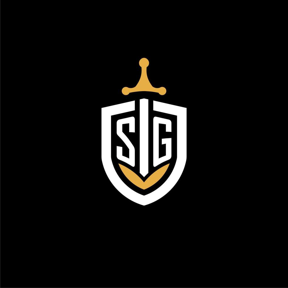Creative letter SG logo gaming esport with shield and sword design ideas vector