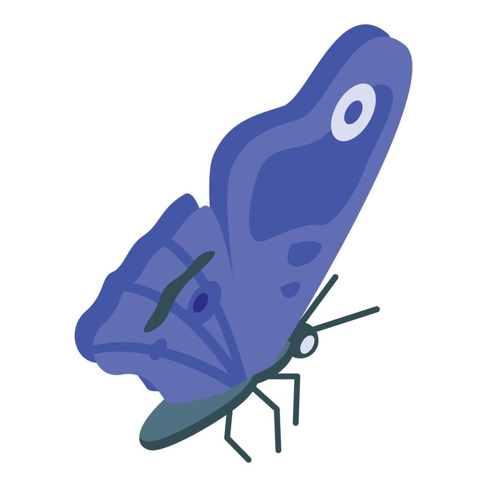 Blue butterfly icon, isometric style vector