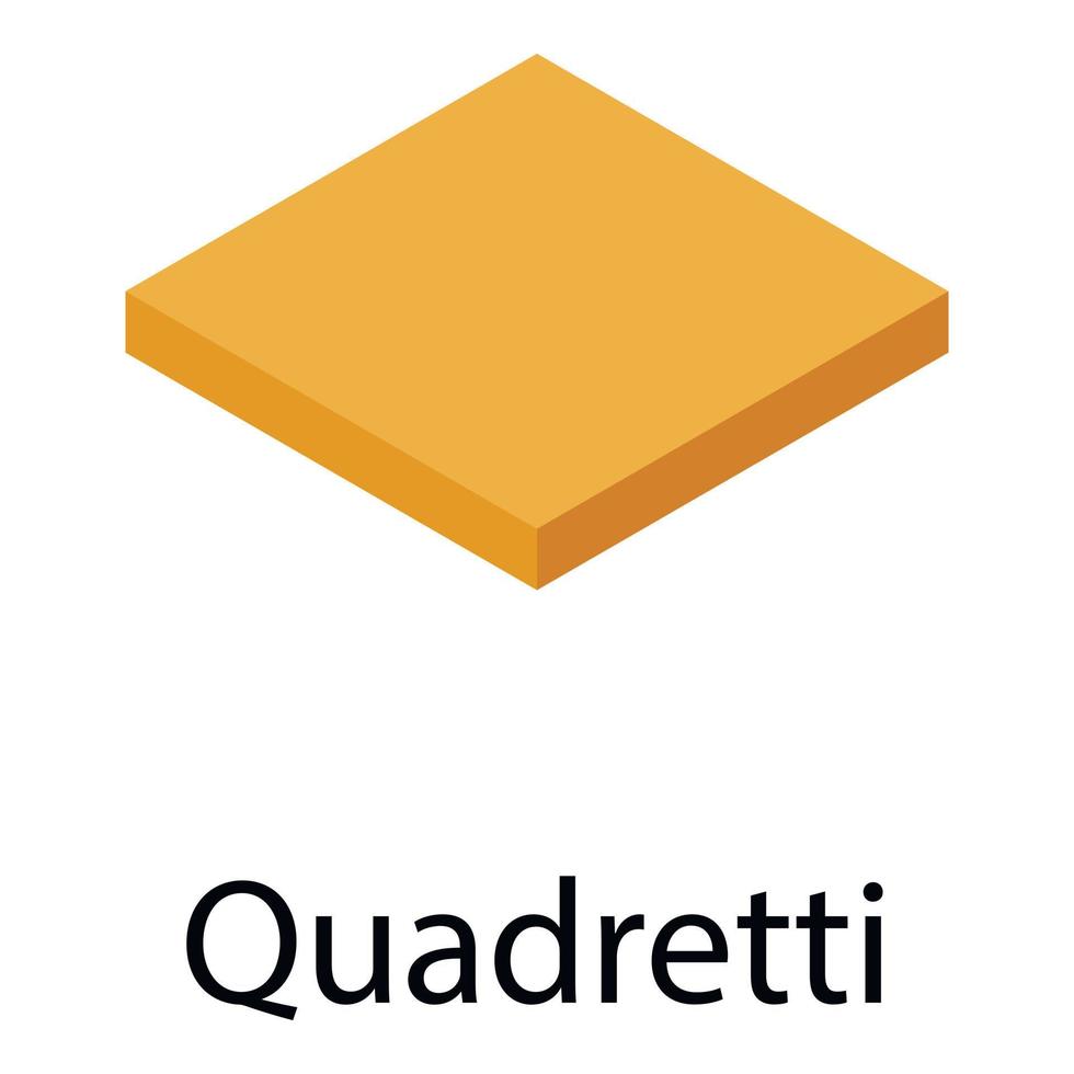 icono de pasta quadretti, estilo isométrico vector