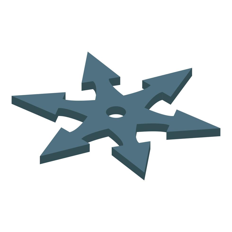 Ninja star icon, isometric style vector