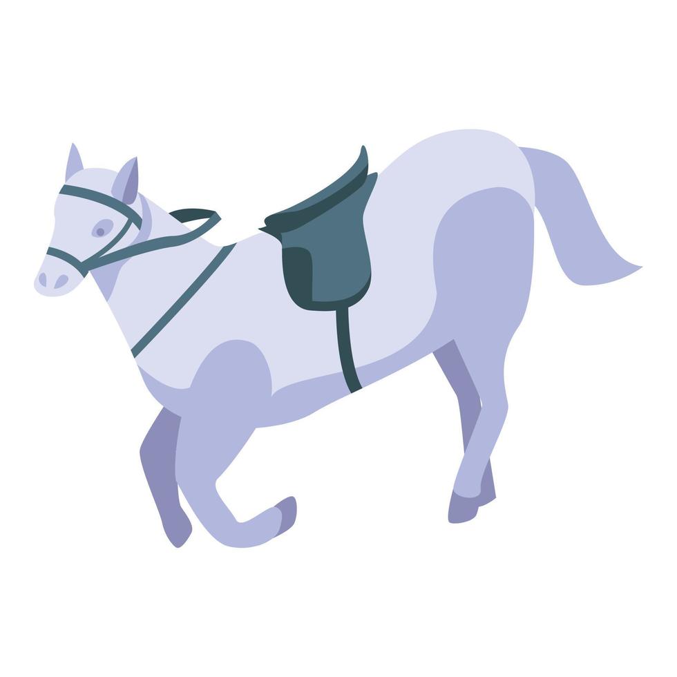 icono de caballo blanco, estilo isométrico vector