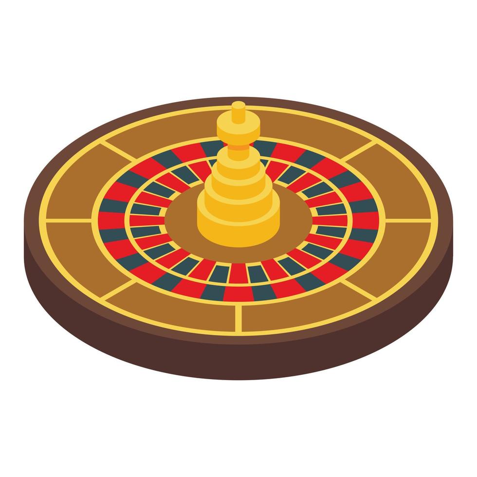 Poker roulette icon, isometric style vector