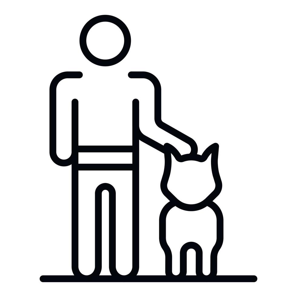 Man training dog icon, outline style vector