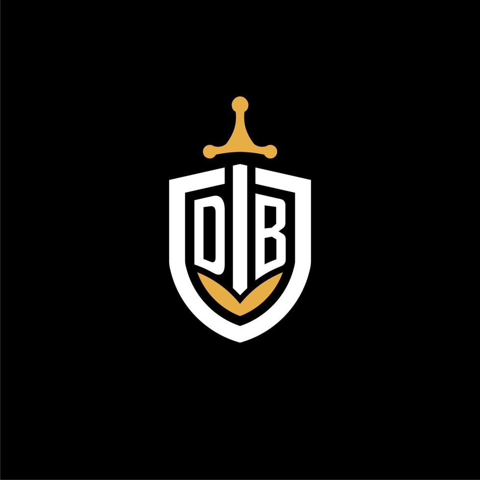Creative letter DB logo gaming esport with shield and sword design ideas vector