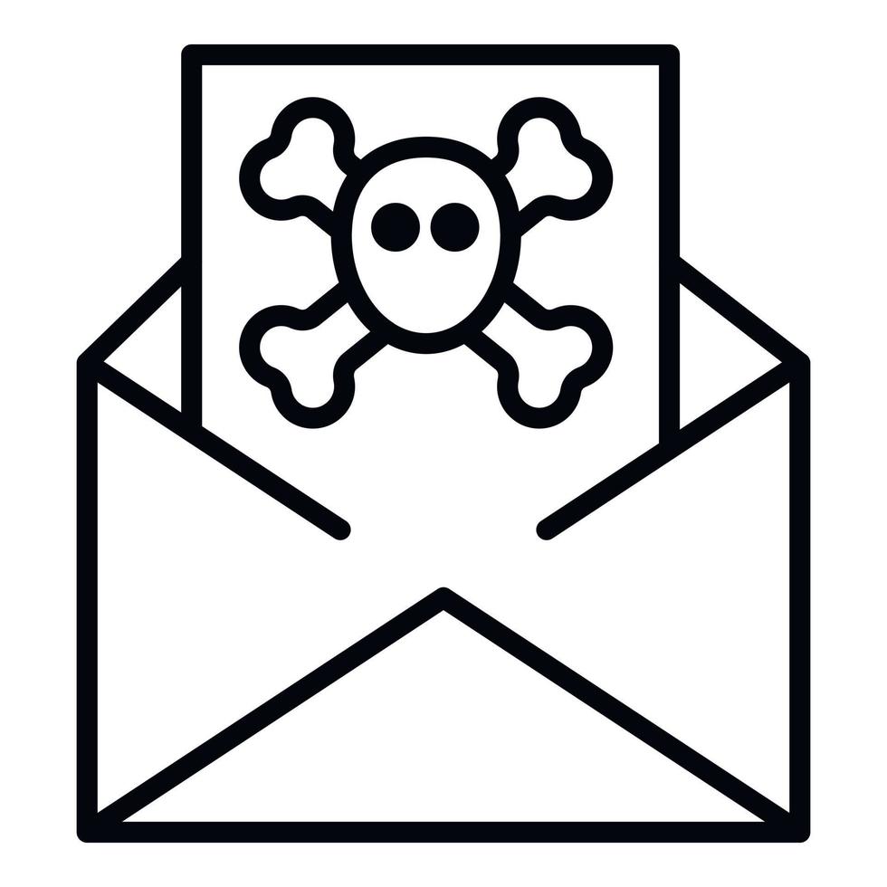 Mail hacker icon, outline style vector