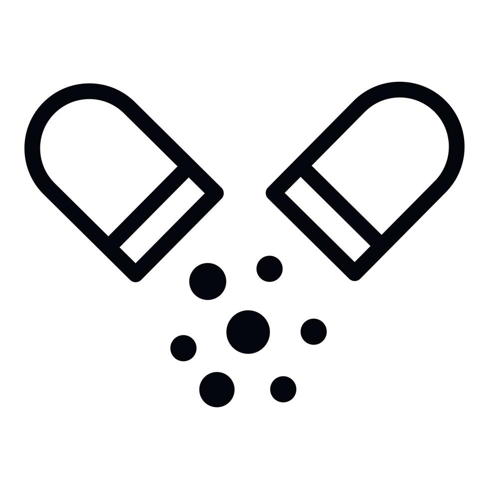 Open medical capsule icon, outline style vector