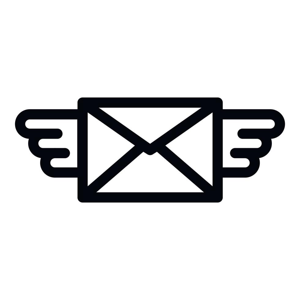Wings mail icon, outline style vector
